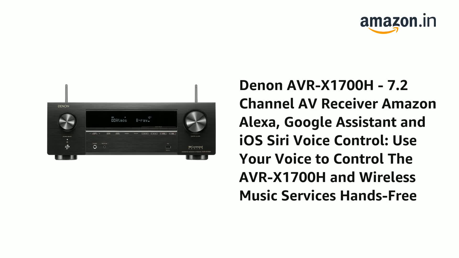Denon AVR-X1700H - 7.2 Channel AV Receiver Amazon Alexa, Google